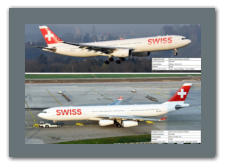 Swiss A330-343  HB-JHE (oben) Swiss A340-313 HB-JMB (unten)
