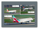 Austrian Airline Airbus A320-214 OS561 (oben links), Air Serbia Airbus A320-232 JU374 (oben rechts), Eurowings Airbus A320-214 EW4762 (unten)