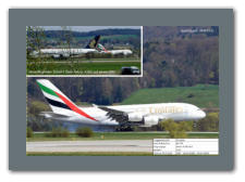 Grossflughafen Zürich - Zwei Airbus A380 auf einem Bild (oben),  Emirates A380-861 A6-EOI (unten)