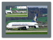 Quatar Airways Boieng 787 Dreamliner (oben),  Singapore Airlines A380 (unten)