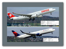 Swiss Airbus A330-343 HB-JHL (oben), Delta Airlines Boeing 767-332(ER) N174DZ (unten)