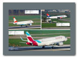 Austrian Airline Airbus A320-214 OS561 (oben links), Air Serbia Airbus A320-232 JU374 (oben rechts), Eurowings Airbus A320-214 EW4762 (unten)