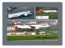 Helvetic Airways Fokker 100 HB IVG (oben), Swiss Airbus A330HB-JHG (unten)
